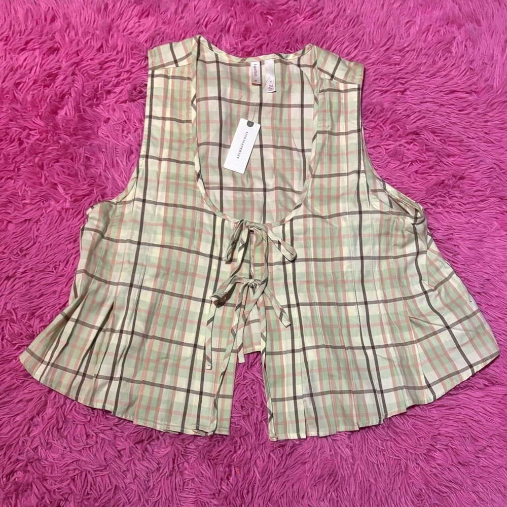 Anthropologie Lyrebird Pintuck Flannel Vest Women Size Medium